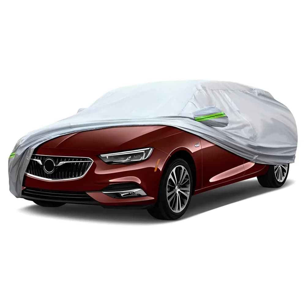 Telo Copriauto Completo per Esterni, Adatto a Sedan 197-208, Copertura Rinforzata per Tutte le Stagioni, Protezione Solare, Impermeabile, Antineve, con 6 Strisce Riflettenti