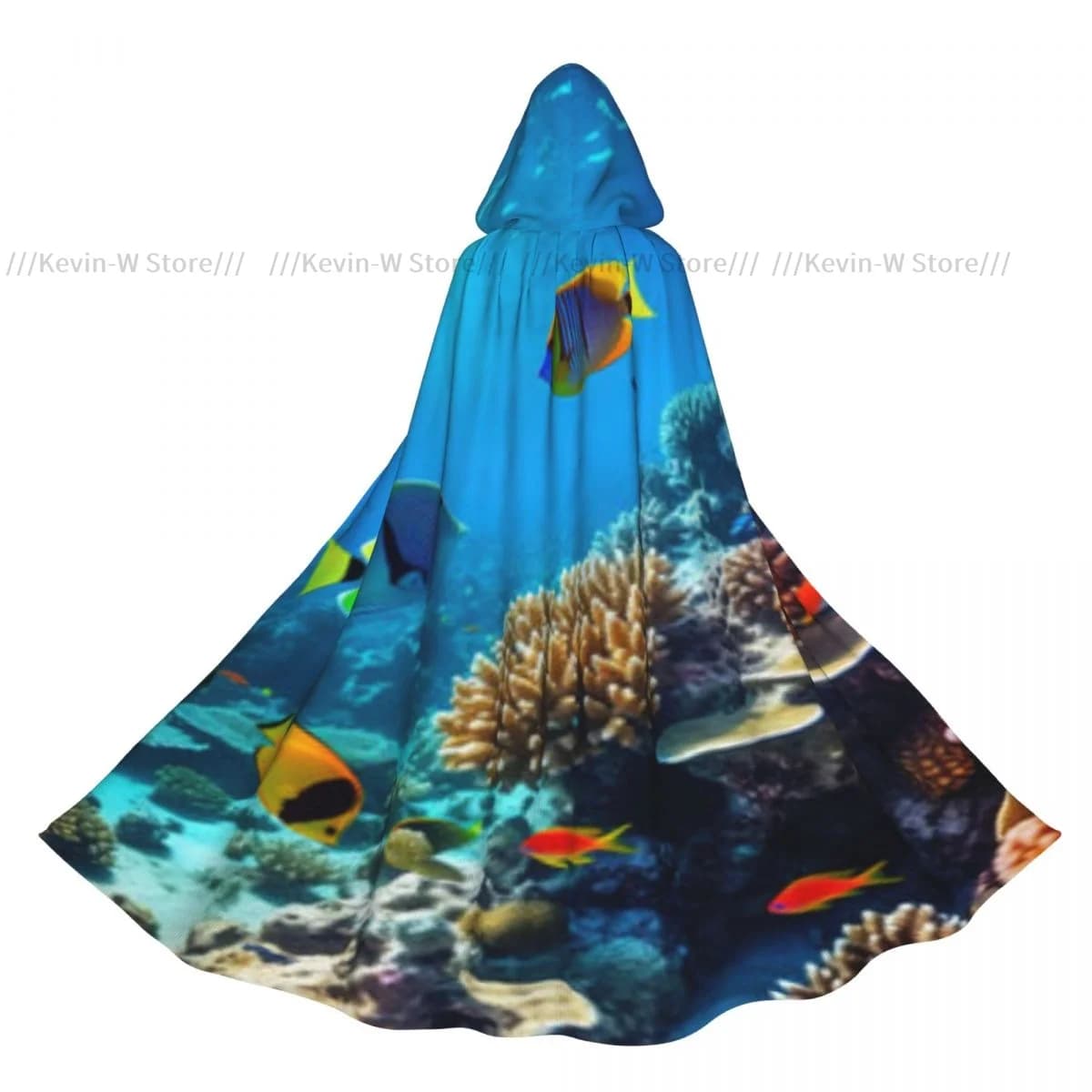 Long Cape Cloak Tropical Fish And Coral Reef Hooded Cloak Coat Autumn Hoodies
