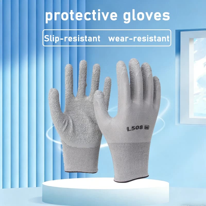 Guanto Protettivo in Lattice Grigio, Buona Traspirabilità, Resistenza all'Usura, Adatto per Manutenzione Attrezzature, Lavori Edili e di Lavorazione