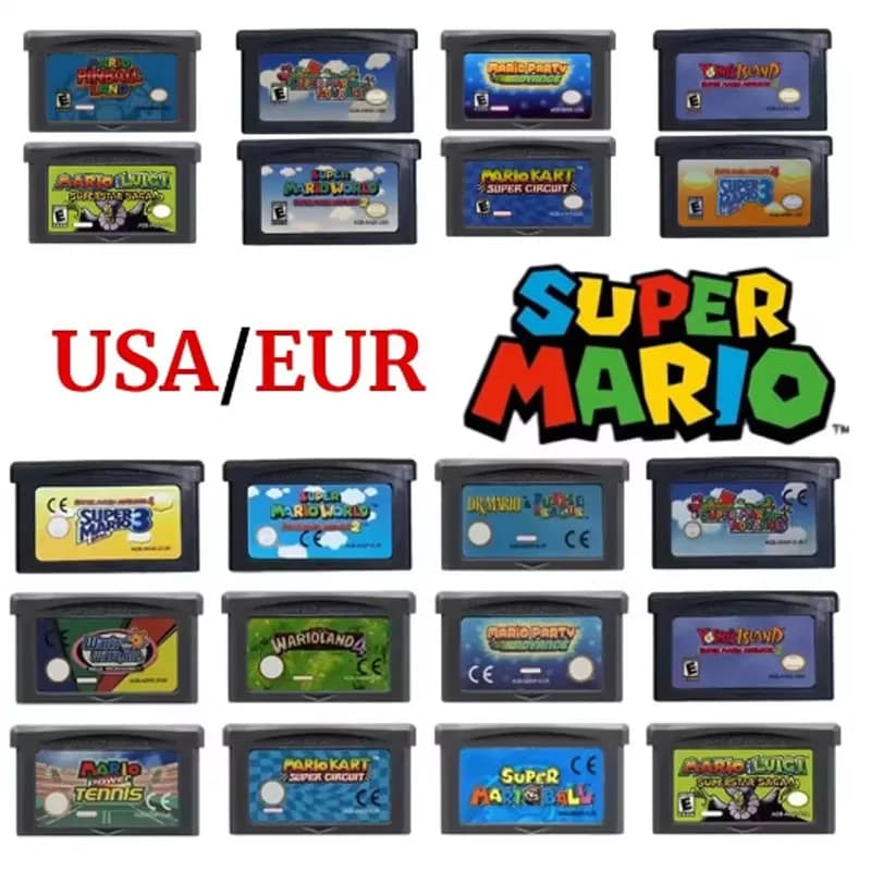 1~7PCS USA 32 Bit GBA Game Cartridge M-a-r-i-o- Series Video Game Console Card Super Bros ADVANCE Wario Land4 Golf Kart Island 3
