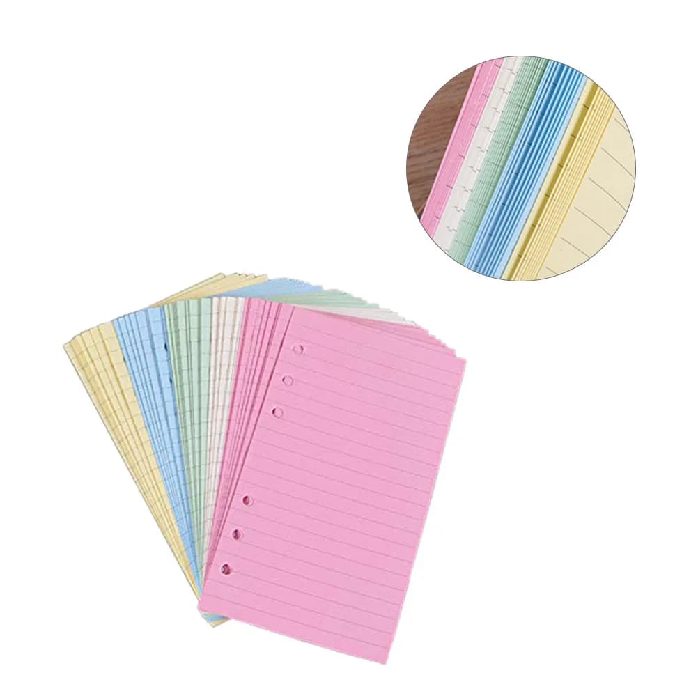 100 Fogli A6 Colorati a Righe Trasversali, Fogli Sfusi per Agenda a 6 Anelli, Ricarica per Quaderno, Diario Premium per Scrittura Fluida