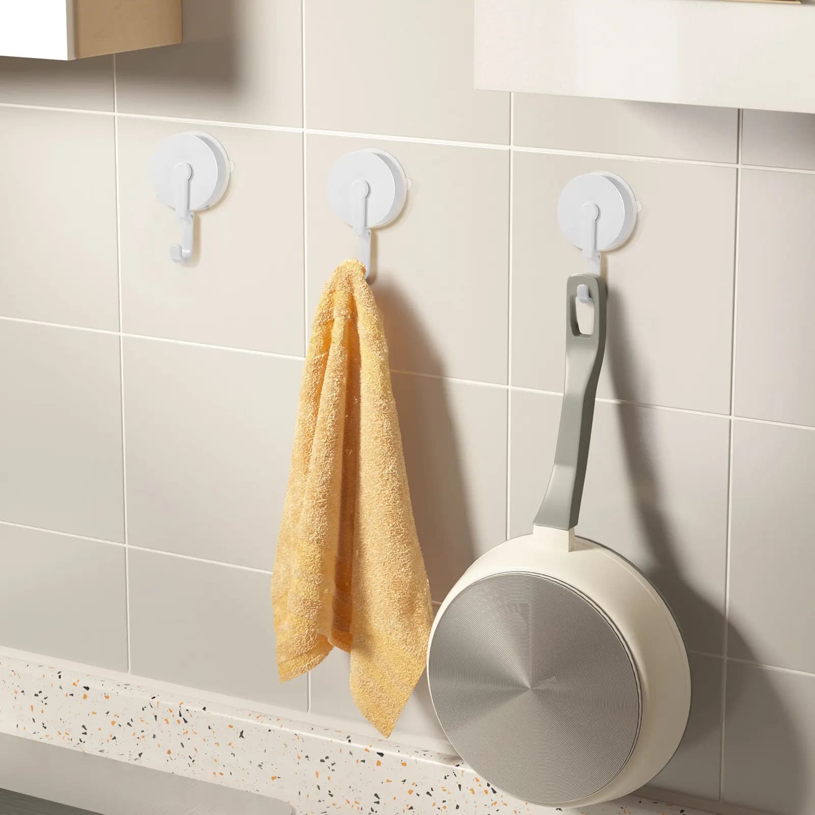 4 Pezzi Ganci a Ventosa Girevoli Senza Foratura, Ganci da Parete Resistenti per Bagno, Organizzatore da Appendere alla Finestra, Ventose Potenti