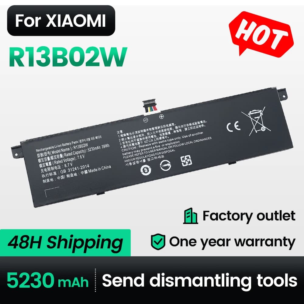 Keyuan R13B02W 5230Mah Nuova Batteria Del Computer Portatile per Xiaomi R13B01W R13B02W Notebook Mi Air 13.3 12.5 Pro 15.6 pollici Serie