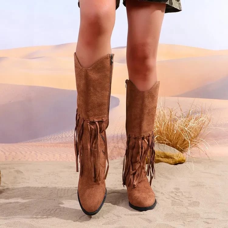 Women's Boots 2025 Autumn New Fashion High-pill Pointed Toe Striped Striped Decorative Zipper Women's Boots Zapatos De Mujer