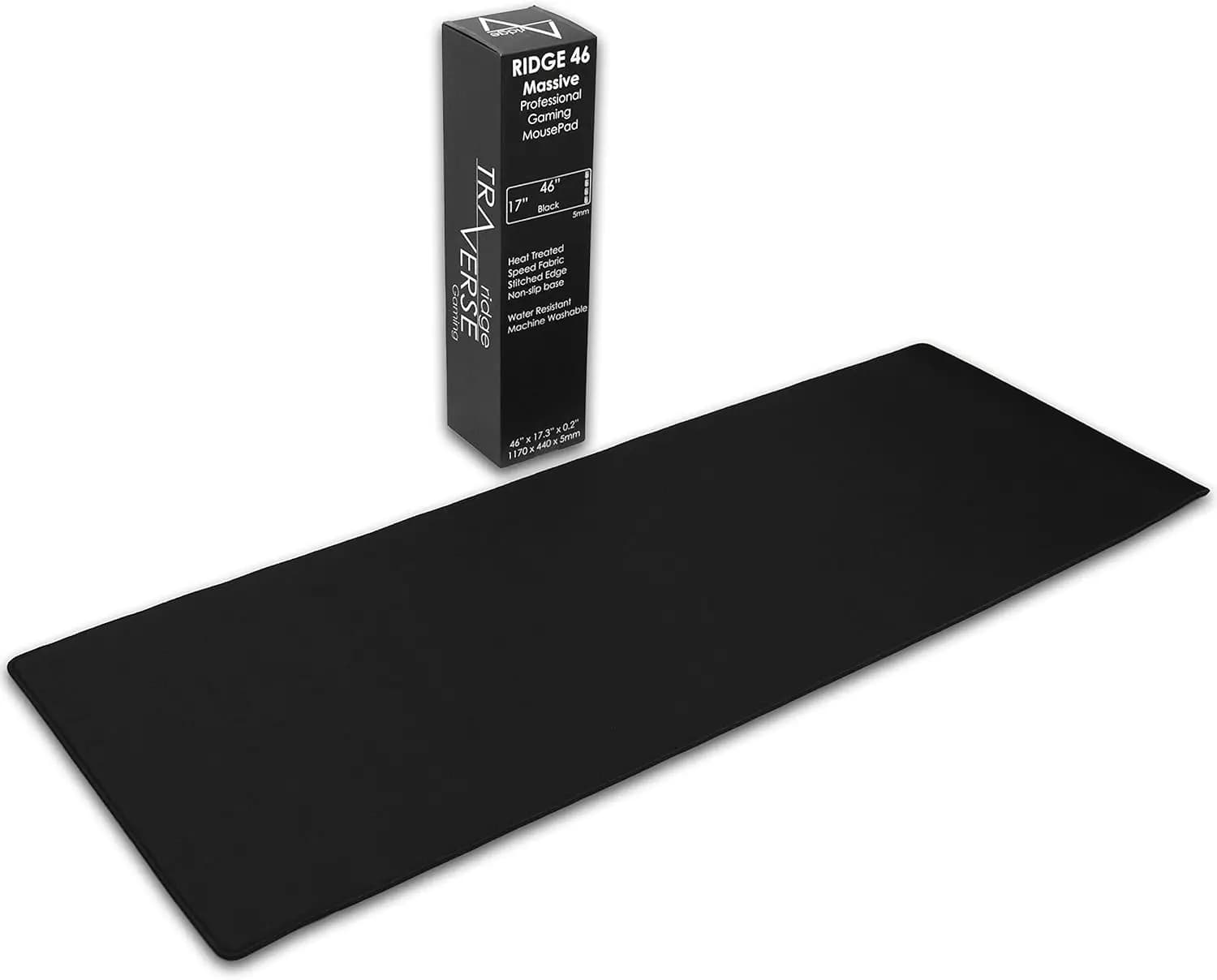 Tappetino per mouse da gaming, grande, 46 pollici, spessore extra 5 mm con bordo cucito, superficie nera lavabile