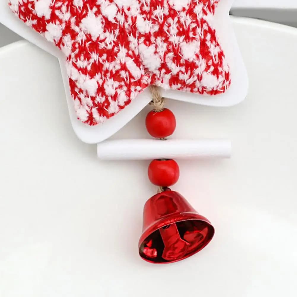 Festive Wind Chime for Christmas Christmas Wooden Ornaments Set with White Heart Bell Star Shapes Jingle Bells Wind Chime