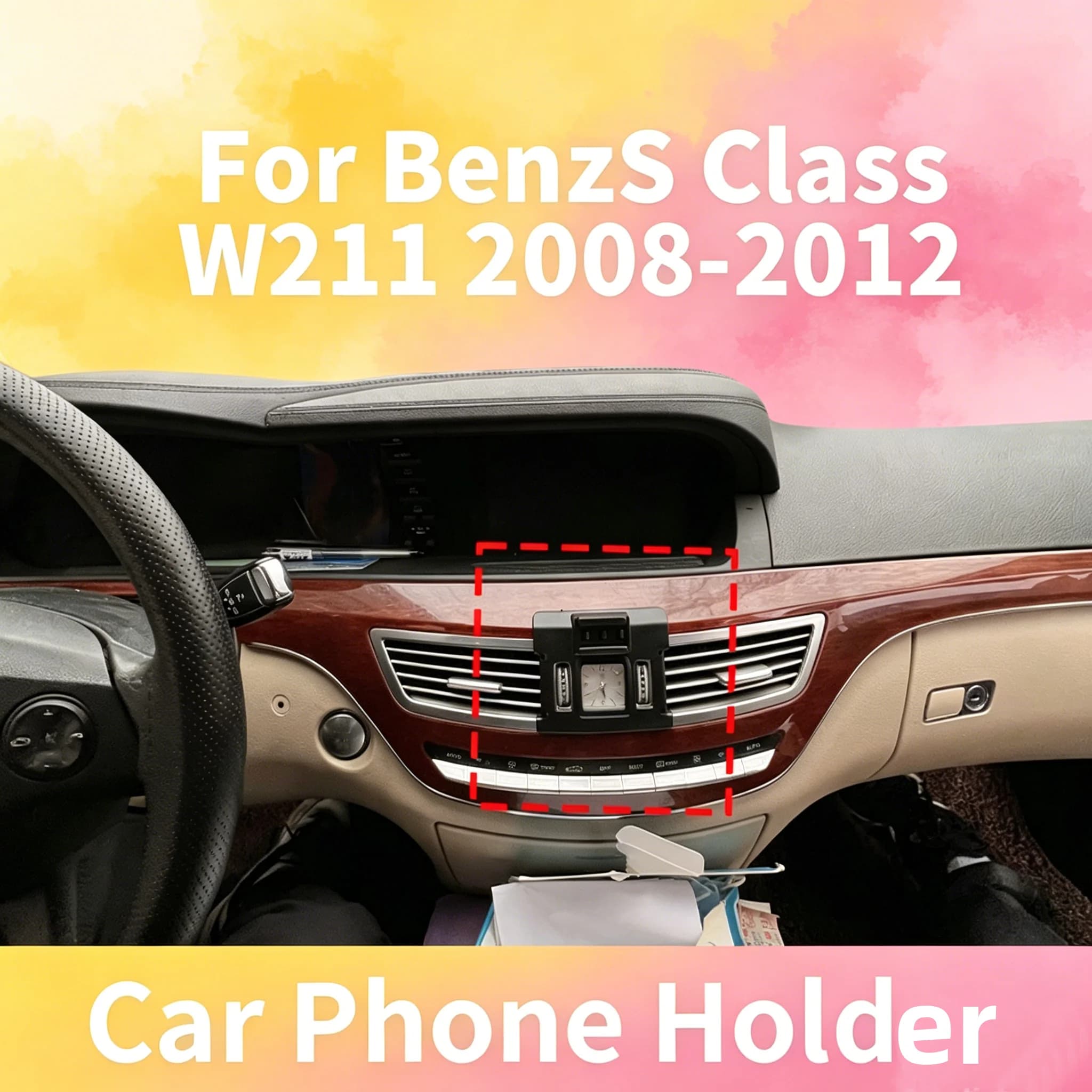 Base di Fissaggio Premium a Scatto per Supporto Telefono Auto, Compatibile con Mercedes-Benz Classe S W211 2008-2012, Facile Installazione Universale
