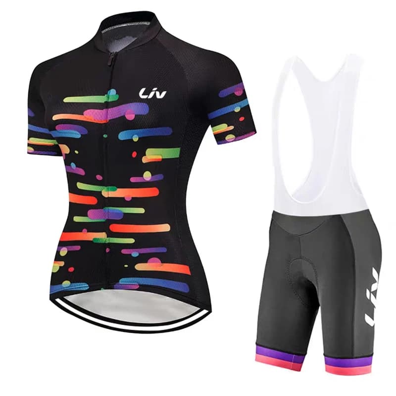 Set da ciclismo da donna LIV per l'estate: maglia e pantaloncini con fondello in spugna per ciclismo su strada
