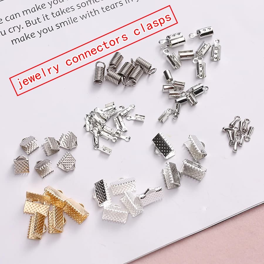 50 pz/lotto Cavi End Perline Caps Cove Punta Catenacci Bracciale Collana Connettori Crimp Fibbia di Fissaggio Creazione di Gioielli Risultati Fai Da Te