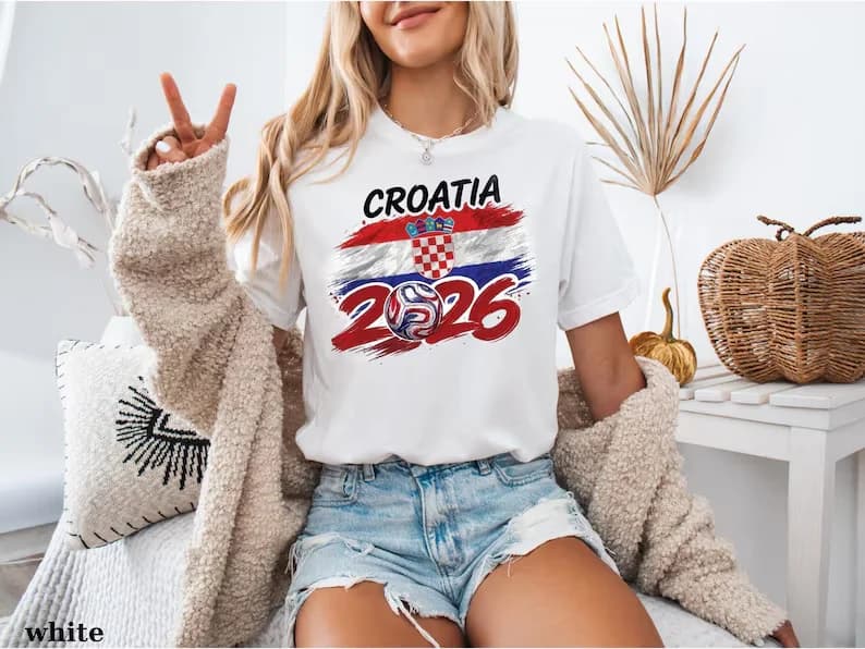 Croatia Football T-Shirt 2026 Summer Men's and Women's T-Shirt vintage graphics 100% Cotton comfortable Y2K Loose shirt Tops