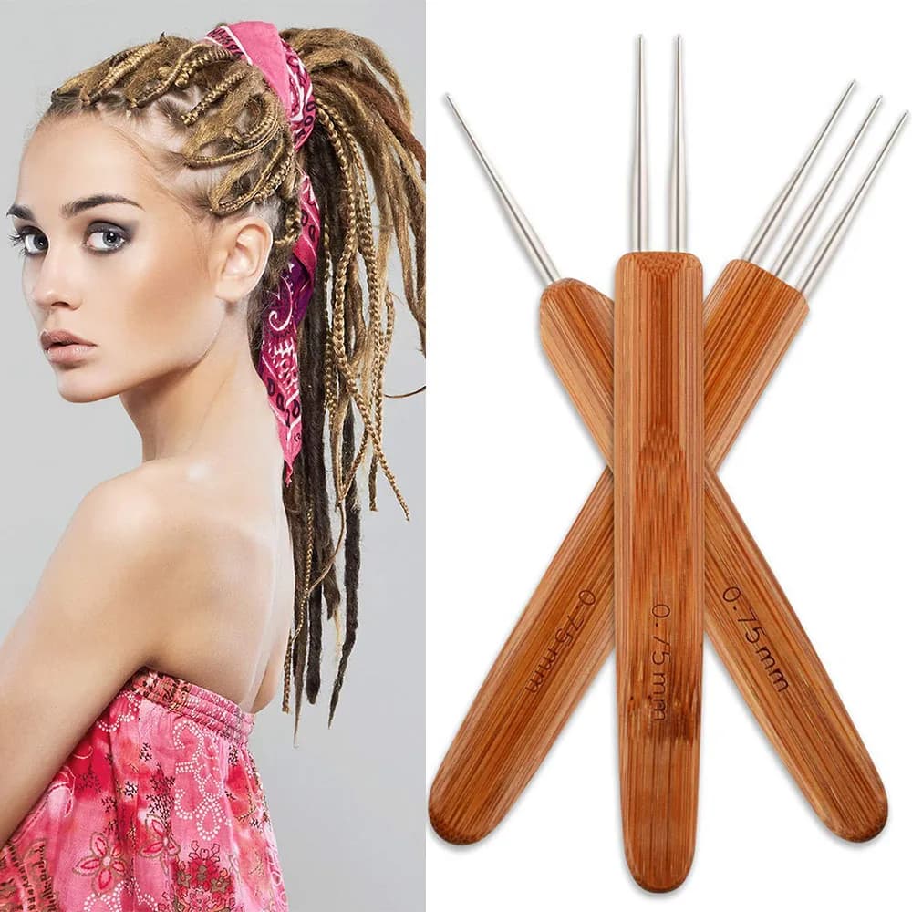 Ganci per trecce per tecniche di intreccio, manici in legno, uncinetti, strumenti per intrecciare i capelli
