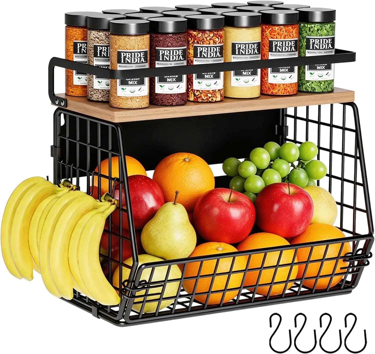 Magnetic Fridge shelf for Preserving Cipolle, Potatoes and Spices, Basket Organizer in Filo Metallico for Kitchen, Separate, Worktop, Camper, Laundry