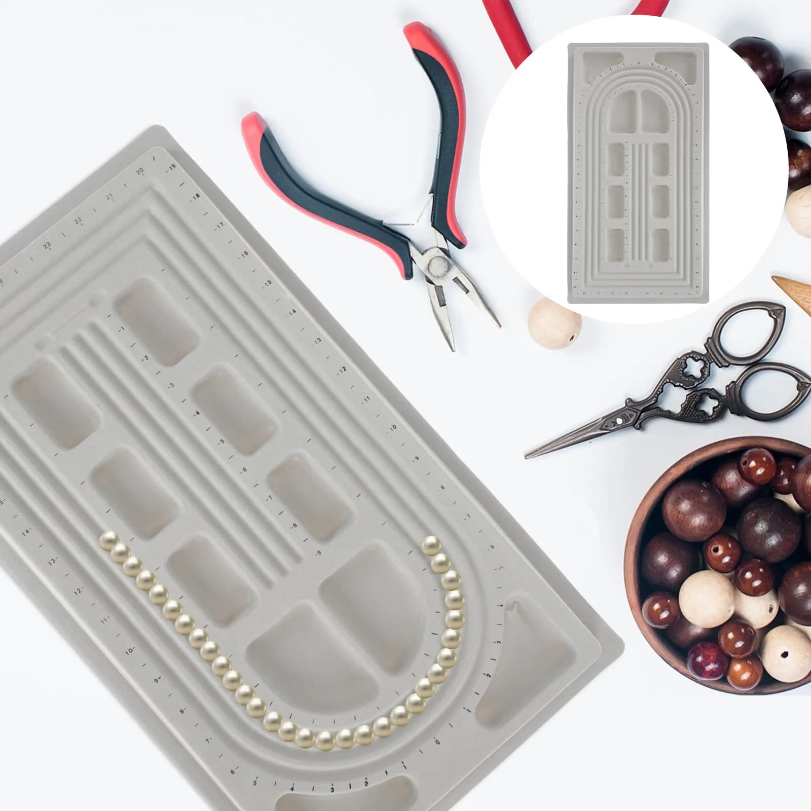 Tavola per Design di Perline, Strumento Premium in Plastica per Creazione di Gioielli, Scanalatura per Bracciali e Collane, Accessori per Bigiotteria Fai-da-Te