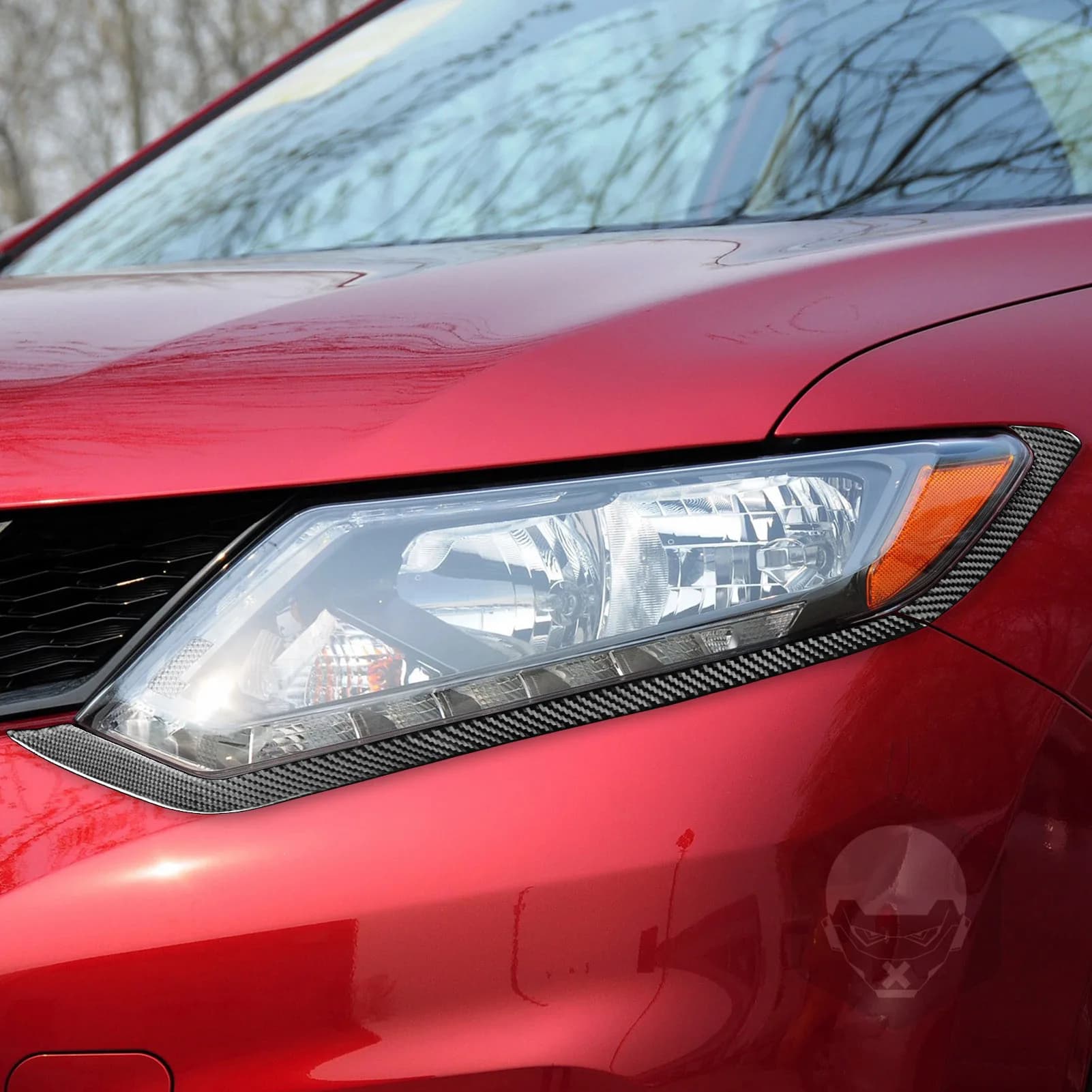 Car Accessories Carbon Fiber Lamp Headlight Eyebrow Palpebra Panel Cover Trim Wall decal for Nissan X-Trail Rogue 2013—2021
