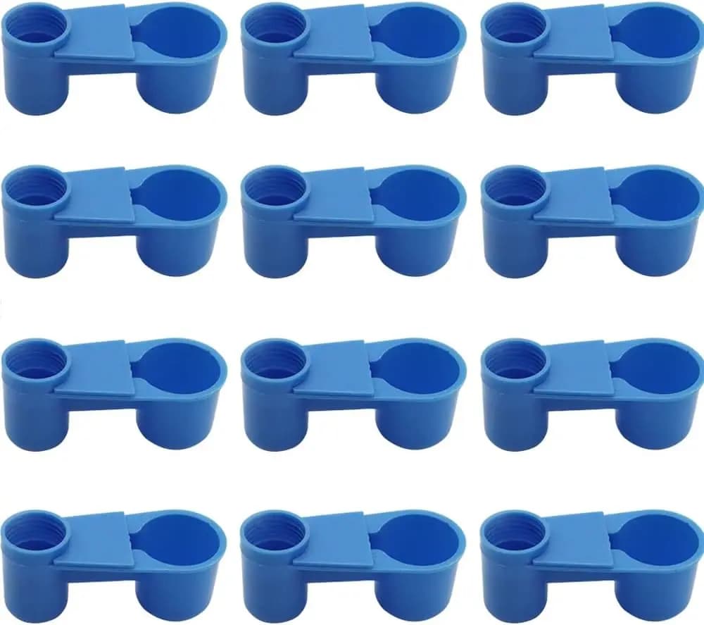 12 Pezzi Abbeveratoio Automatico per Uccelli, Bottiglia d'Acqua in Plastica per Piccioni, Pappagalli, Polli, Gabbie per Volatili (Blu)