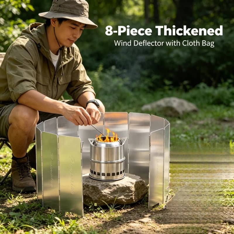 8 Plates Gas Stove Wind Shield Outdoor Camping Picnic Cooking Burner Windproof Screen Aluminum Alloy Wind Screen
