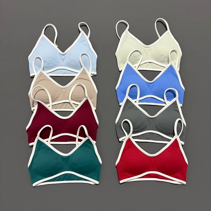 HISTELLO Reggiseno sportivo Donna Biancheria intima sexy lavorata a maglia Reggiseno a contrasto Top Abbigliamento yoga senza cuciture Corsa Abbigliamento sportivo Allenamento Reggiseni da palestra