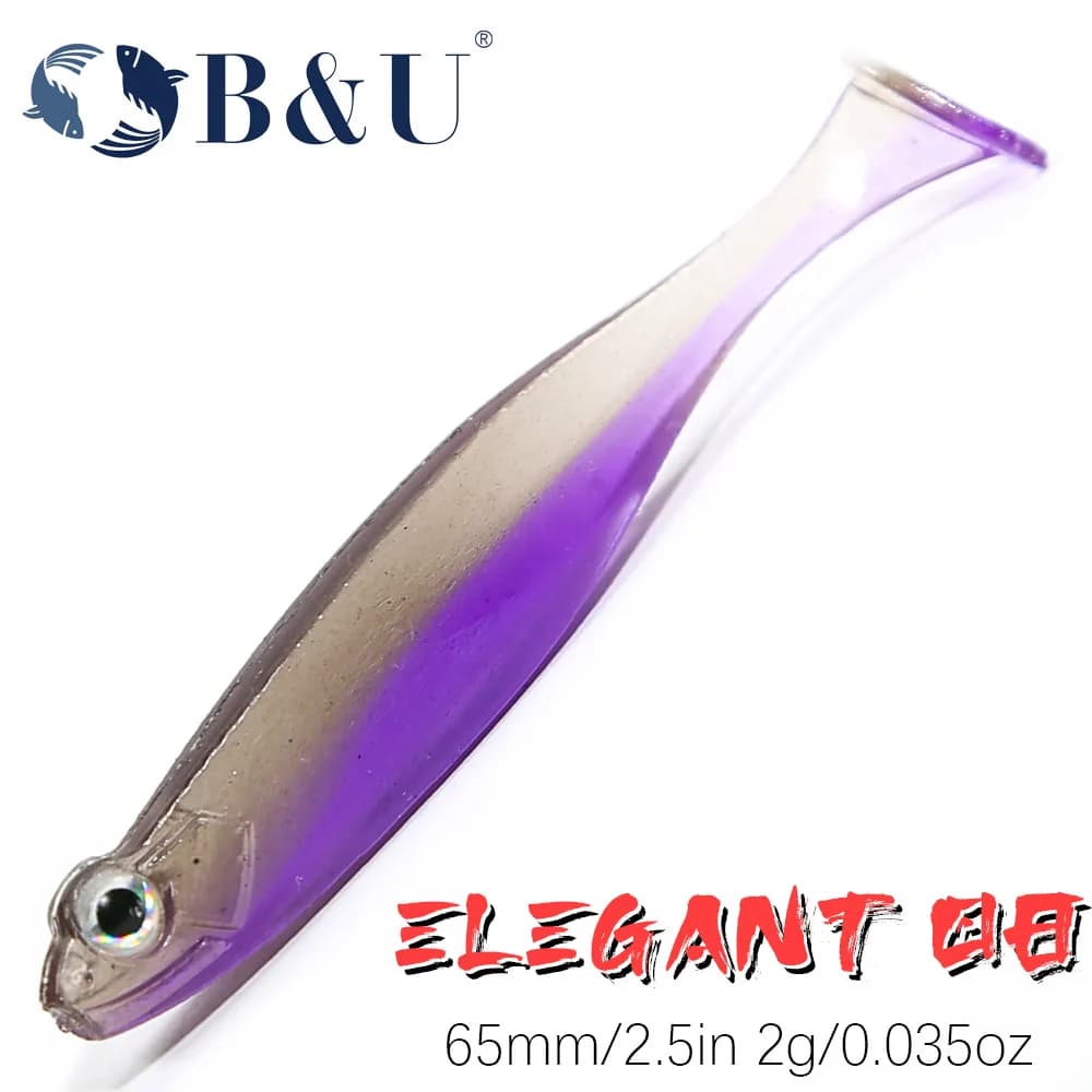 B&U Shad T-tail 6.5cm Pike Zander Predator Fishing 3D Eyes Soft Lure Fishing Lures