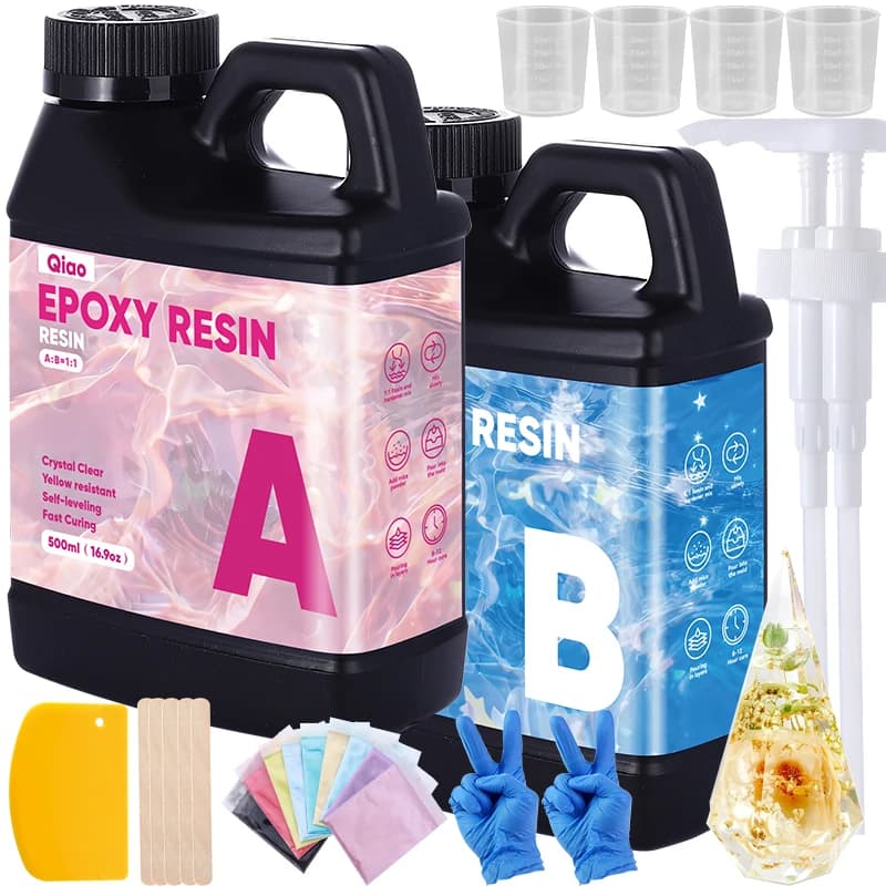 Epoxy Resin Kit 1:1 Heat Resistant, Ultra Transparent to Rapid Polymerization for Submachines, Worktops, Bar Benches and Creative Uses