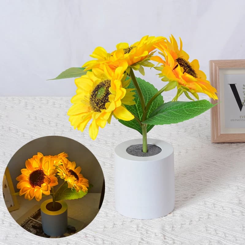 Luce notturna a LED girasole USB ricaricabile Camera da letto Testa del letto Luce decorativa per atmosfera Regalo di compleanno Lampada da tavolo Regalo Ragazza