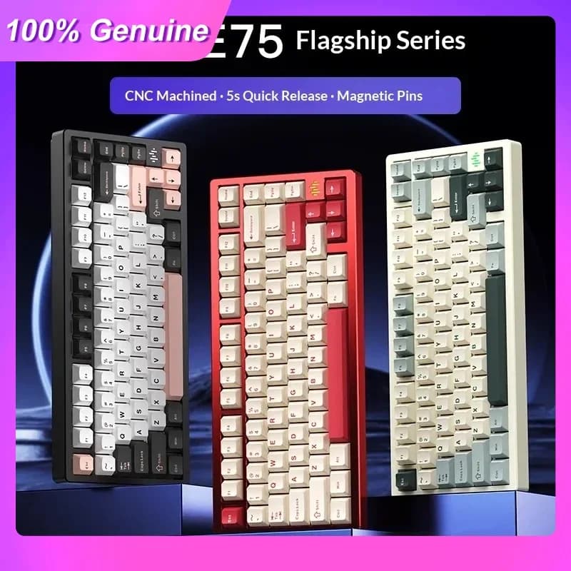 PMO WAVE75 Aluminum Mechanical Keyboard, Wireless Bluetooth, Customizable, CNC Machining, for Gaming and Office, PC peripherals