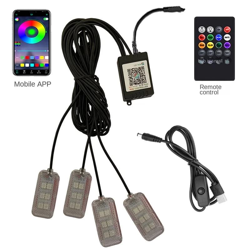 USB Neon LED Car Interior Ambient Foot Strip Light Kit accessori retroilluminazione Remote App Music Control Auto RGB lampade Decorative