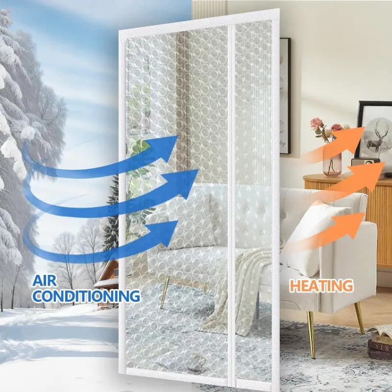 Winter magnetic suction side opening bubble film partition curtain, windproof, cold proof, warm and easy to install curtain
