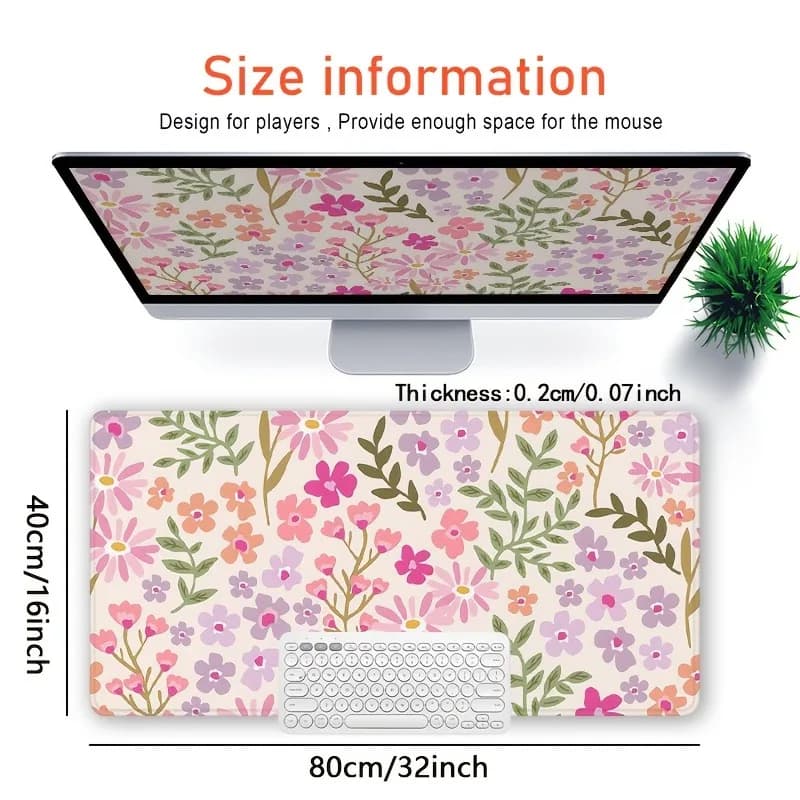 Tappetino per mouse grande con stampa di fiori e margherite, tappetino da scrivania rettangolare resistente per tastiera del computer, accessori per la casa e la scrivania