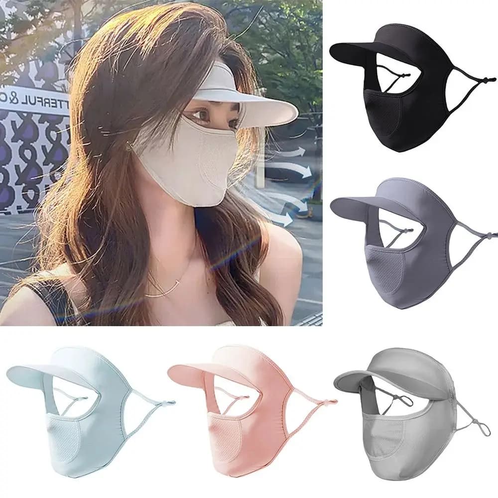 New Ice Silk Sun Protection Mask UPF50+ 3D Anti-UV Neck Scarf Breathable Full Face Sunshade Face Mask Cycling