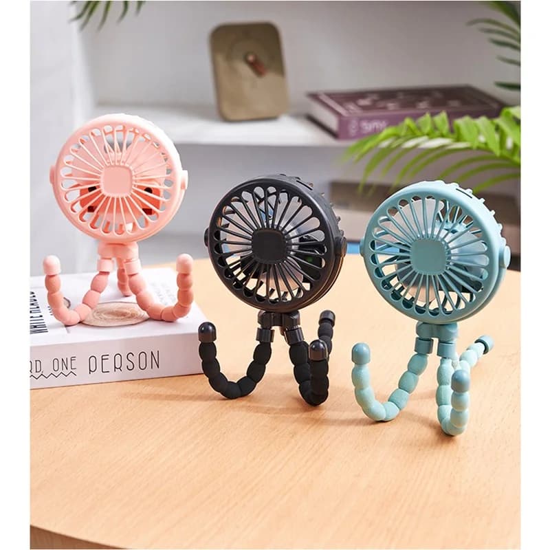 Ventilatore per passeggino Mini ventilatore esterno portatile USB Ventilatore flessibile per polpo a 3 velocità Clip per treppiede Ventilatore portatile per culla per passeggino