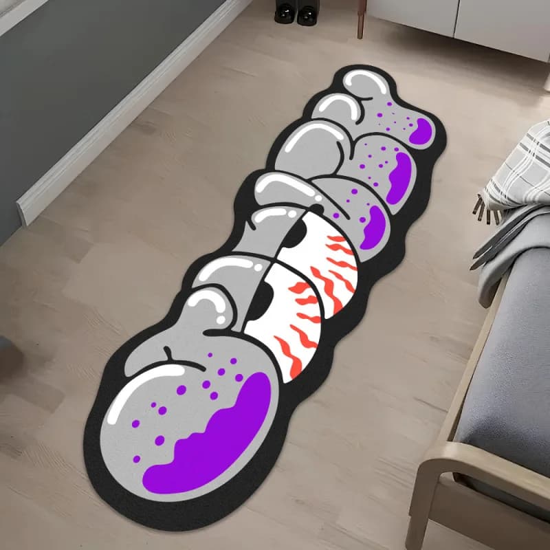 VIKAMA Creative carpet with spotted purple monster, anti-slip, stain resistant, for children's play area, home decoration