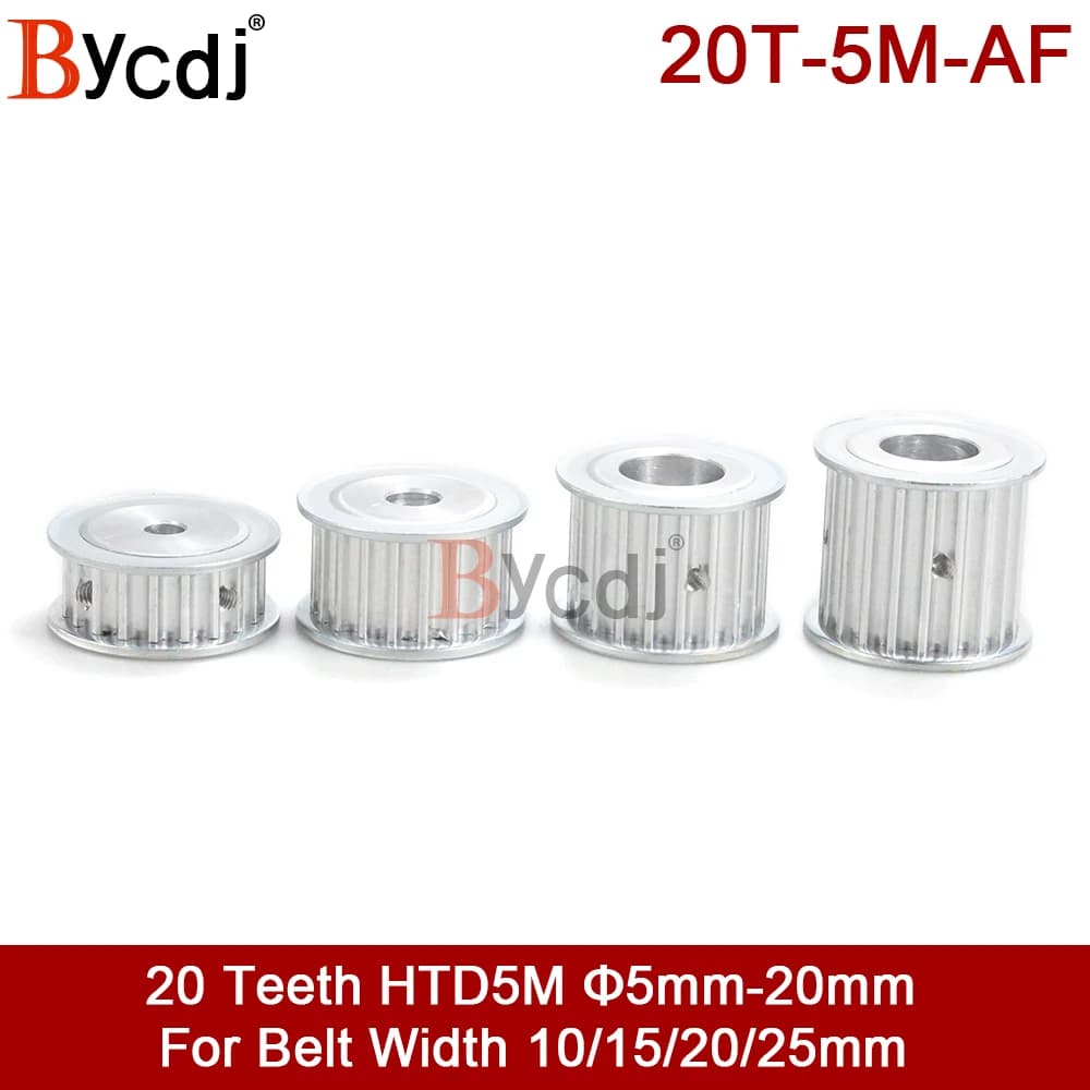 1pc HTD5M 20T Timing Pulley 5m 20Teeth width10/15/20/25mm belt pulleys Bore 5-20mm Gear Keyway synchronous wheel for CNC Machine