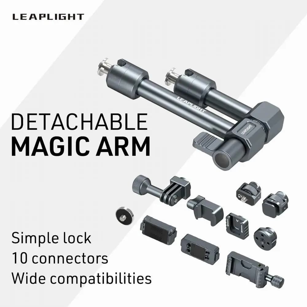 LEAPLIGHT Braccio Magico Grande con Doppia Testa Multifunzione per Monitor, Fotocamera, Telefono, Treppiede, Gabbia per Fotocamera, Staffa di Estensione