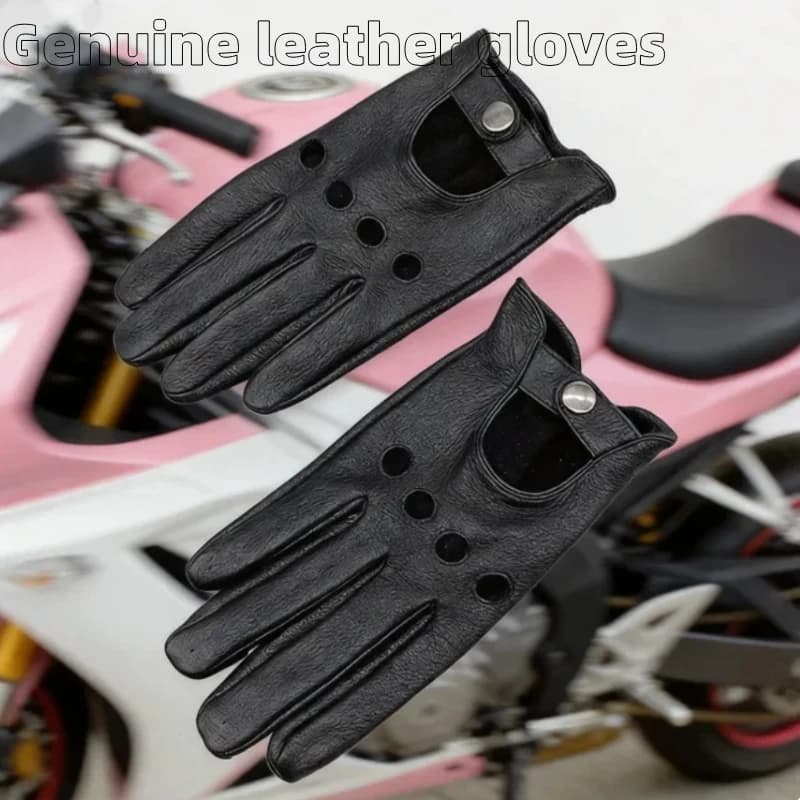 Comfortable Wearing Genuine Leather Moto Bike Gloves for Men Women Thin Motorbike Gloves Driving Cycling Gloves