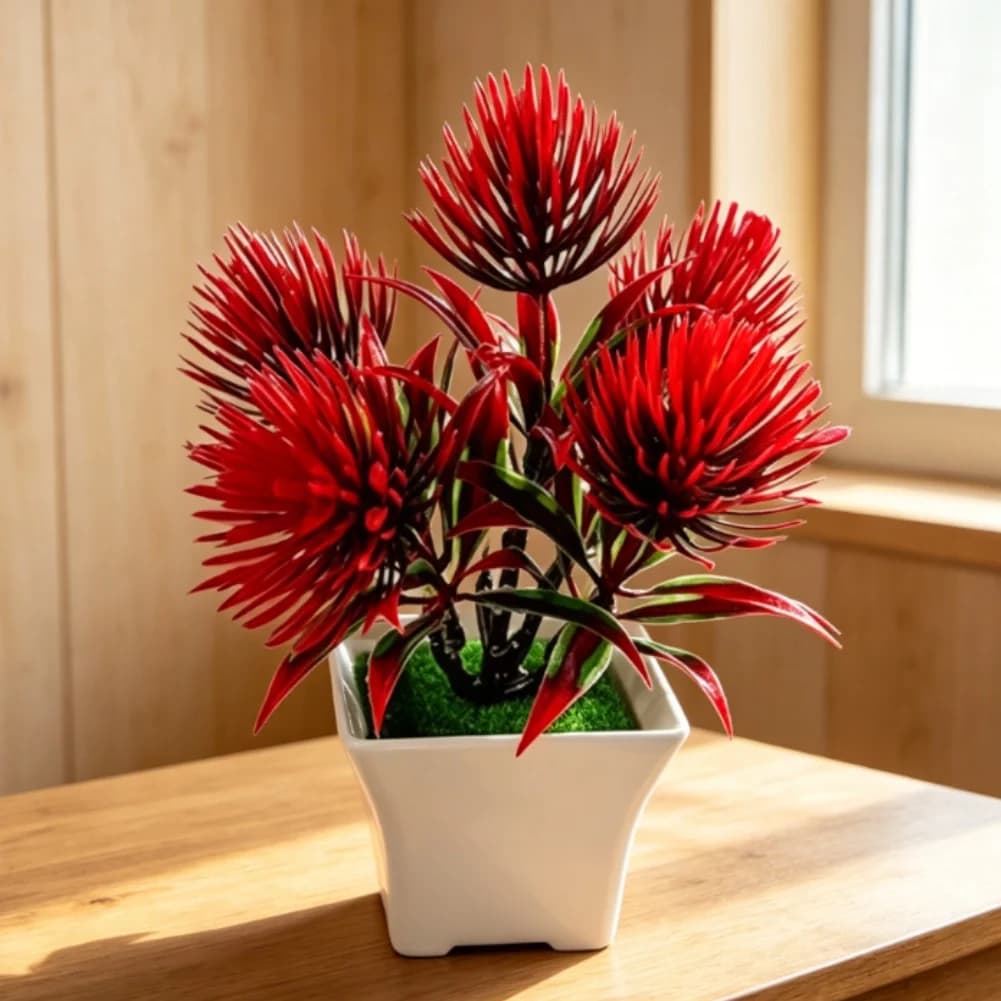 For Indoor Tabletop Display Artificial Pine Needle Grass Compact Size Decor Item Artificial Plant Small Office Greenery