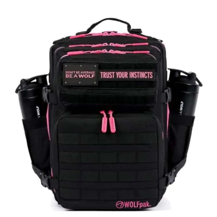 Zaino per la gestione dei pasti da 35 litri, nero e rosa fluo, borsa termica da viaggio con scomparto frigo integrato per una facile conservazione degli alimenti