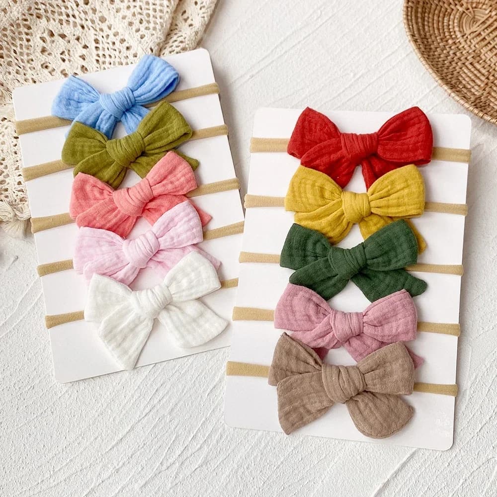 Set di 5 Fasce per Capelli in Cotone e Nylon per Bambine, Morbide Fascette per Neonati e Bambini, Accessori per Capelli