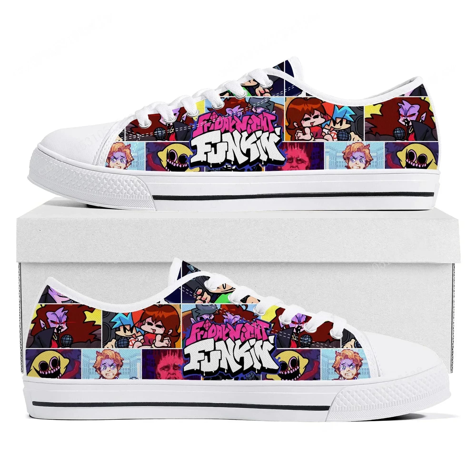 Funkin Cartoon Night Game Friday Low Top Sneakers da donna, da uomo, da adolescente, in tela, per coppia, scarpe personalizzate
