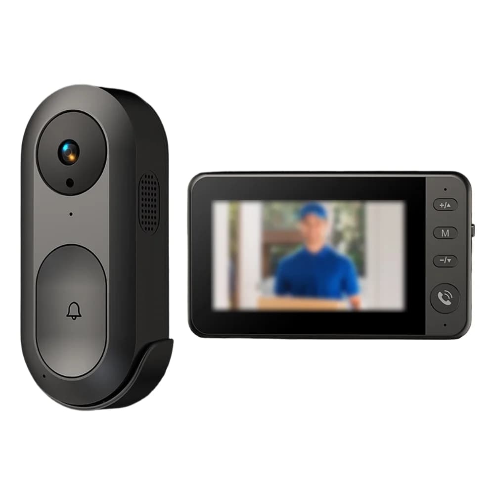 Set Campanello Intelligente con Comunicazione Bidirezionale, Videocitofono Wireless con Schermo da 4,3 Pollici, Campanello Smart con Interfono Bidirezionale