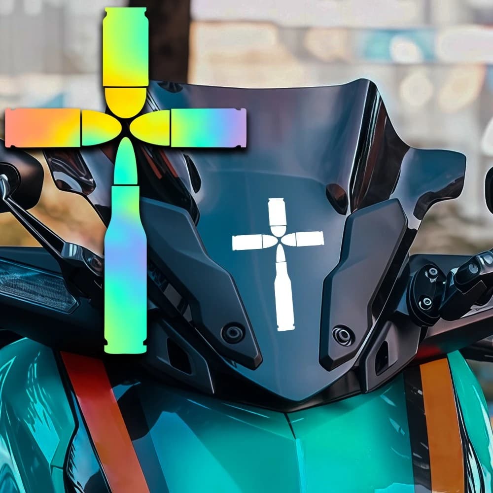 Bullet Cross Motorcycle Sticker Durable Vinyl Decal for Fairing Helmet Fuel Tank Side Body Universal Bike Decoration