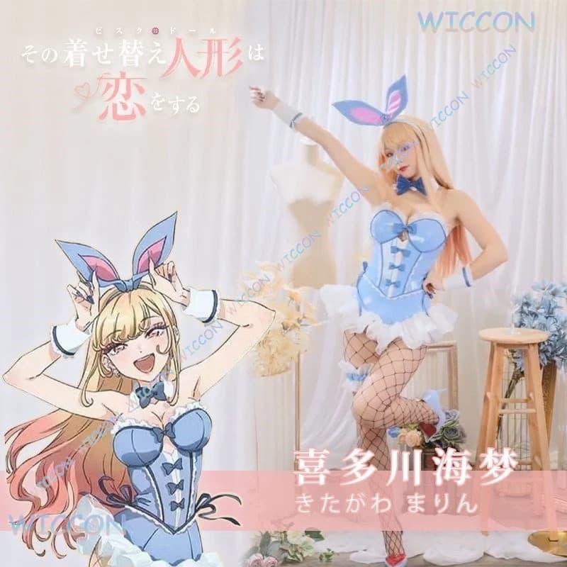 [BankaiMode] Anime MyDressUp Darling Kitagawa Marin Cosplay Blue Bunny Marin Kitagawa Parrucca Orecchio da coniglio Costume Cosplay Donna Hallowe