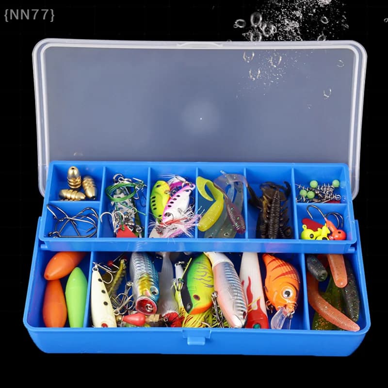daNN77-M3 da Double Level Fishing Equipment Portable Box with 11 Parts - Carpet Fishing Accessories Container, baits, Ami, Soft baits