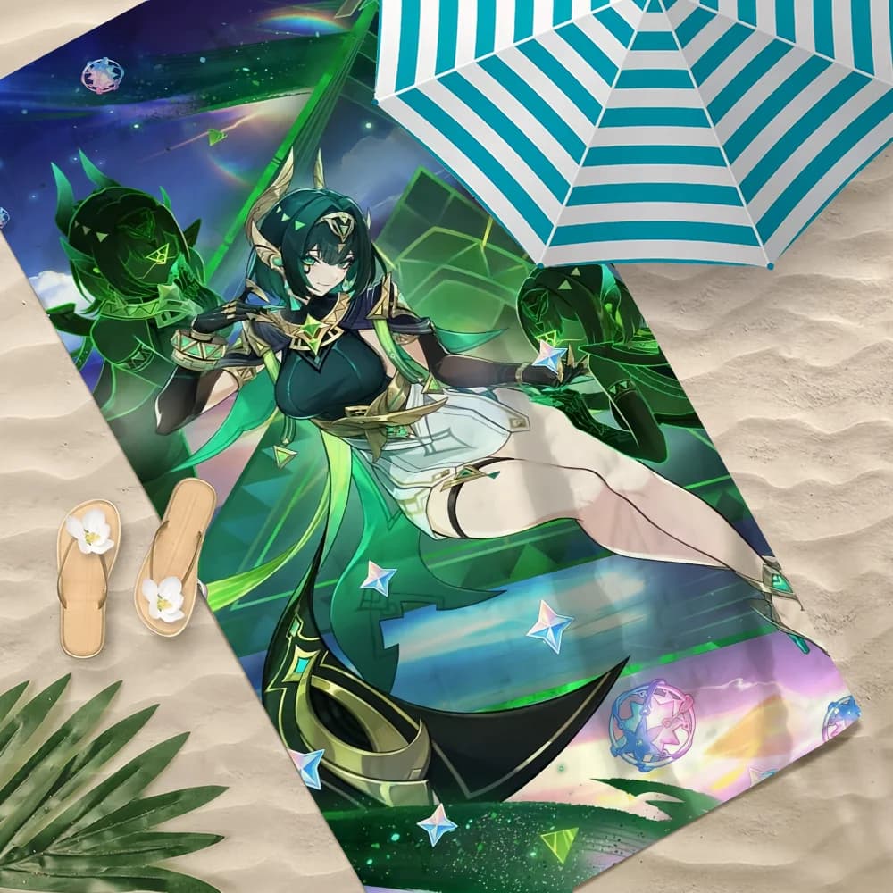 Gioco G-genshin I-lmpact-N-nefer Asciugamano da spiaggia Asciugamani morbidi da piscina ad asciugatura rapida Regalo per viaggi Palestra Doccia Sport da campeggio