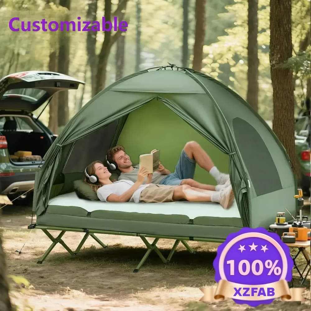 Factory Direct 2026 Camping Tent Cot, Folding Tent Cot Combo with Mattress, Pillow, Sleeping Bag, Roller Carrying Bag, Off Groun