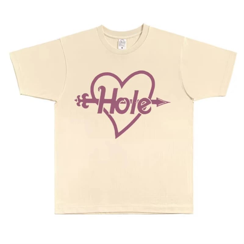 T-shirt con stampa grafica a cuore e freccia rosa della band alternative rock Hole, T-shirt Courtney Love, T-shirt gotiche oversize da uomo e da donna
