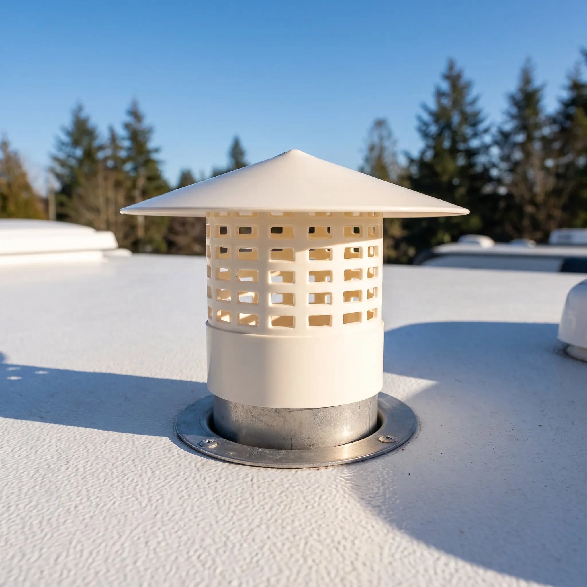 PVC Chimney Cap Rainproof Cover Outdoor Camping Wood Stoves Plastic Vent Cap 75Mm Chimney Rain Cover Smoke Funnel