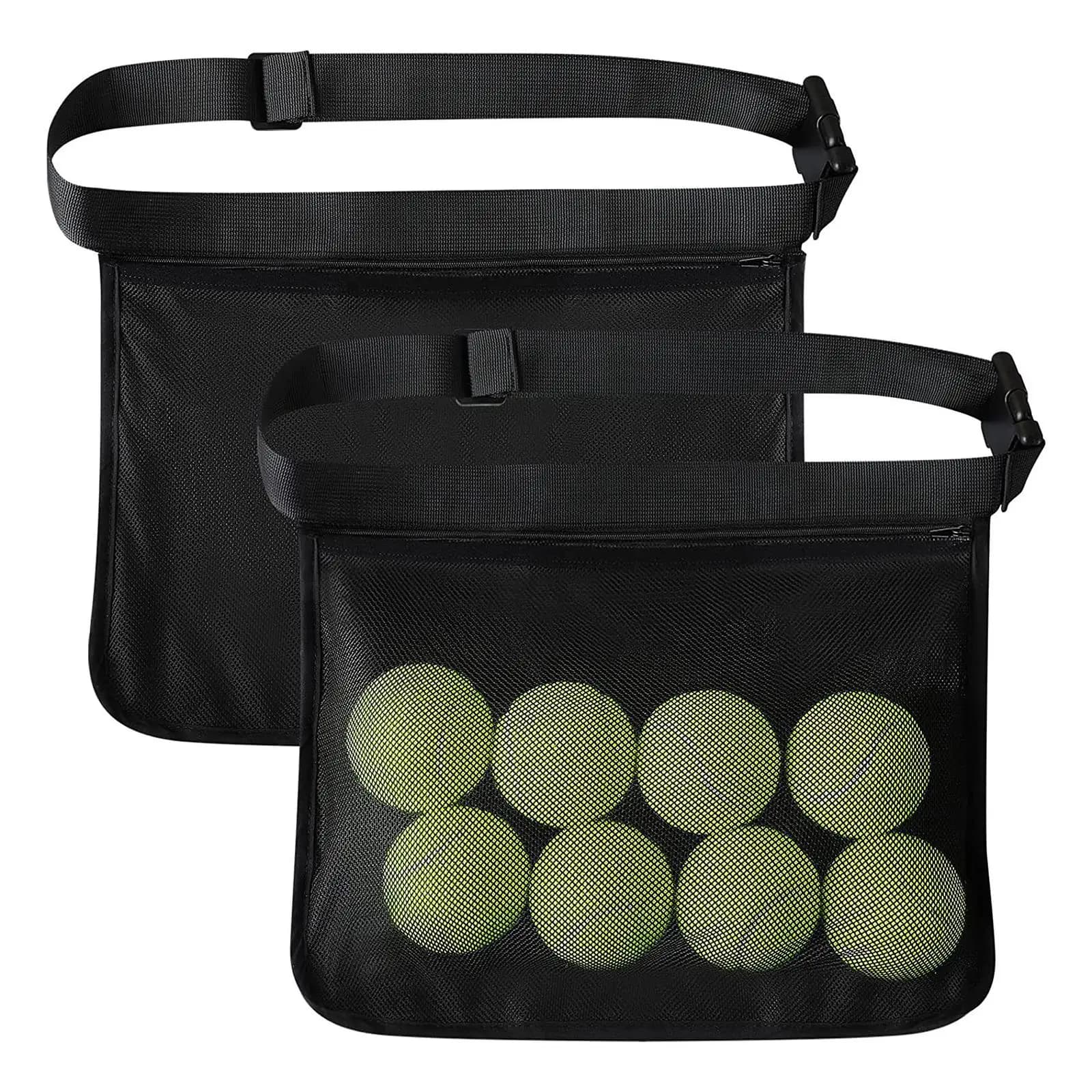 Tennis Ball Bag Oxford Cloth Mesh Pickleball Ball Holder Pouch Training Waist Bag Carry for Game Outdoor