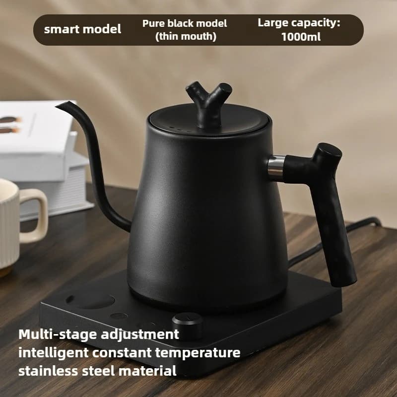 Bollitore Elettrico in Acciaio Inox da 1L, Spegnimento Automatico, per Caffè/Tè Pour-Over, Controllo Intelligente della Temperatura e Modelli Meccanici