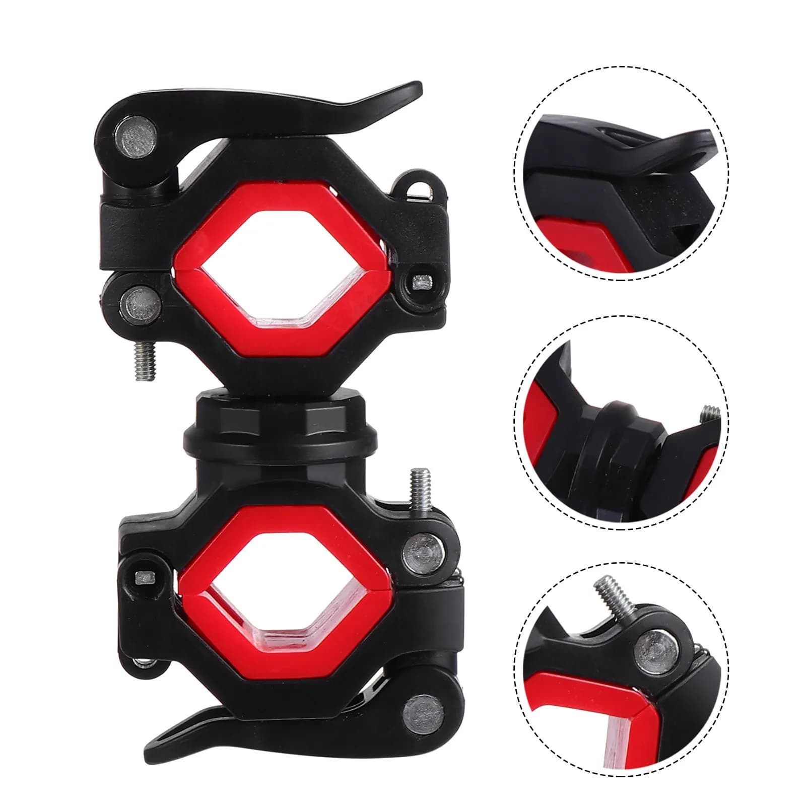 1 set di supporti per luci da bicicletta 360 ° Supporto per torcia girevole per morsetto per lampada da bicicletta, installazione rapida, nessun attrezzo necessario, accessori per bicicletta