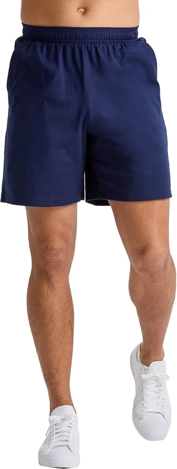 Men's Cotton Jersey Gym Shorts with Pockets, 7' Inseam, Pull-On Style
